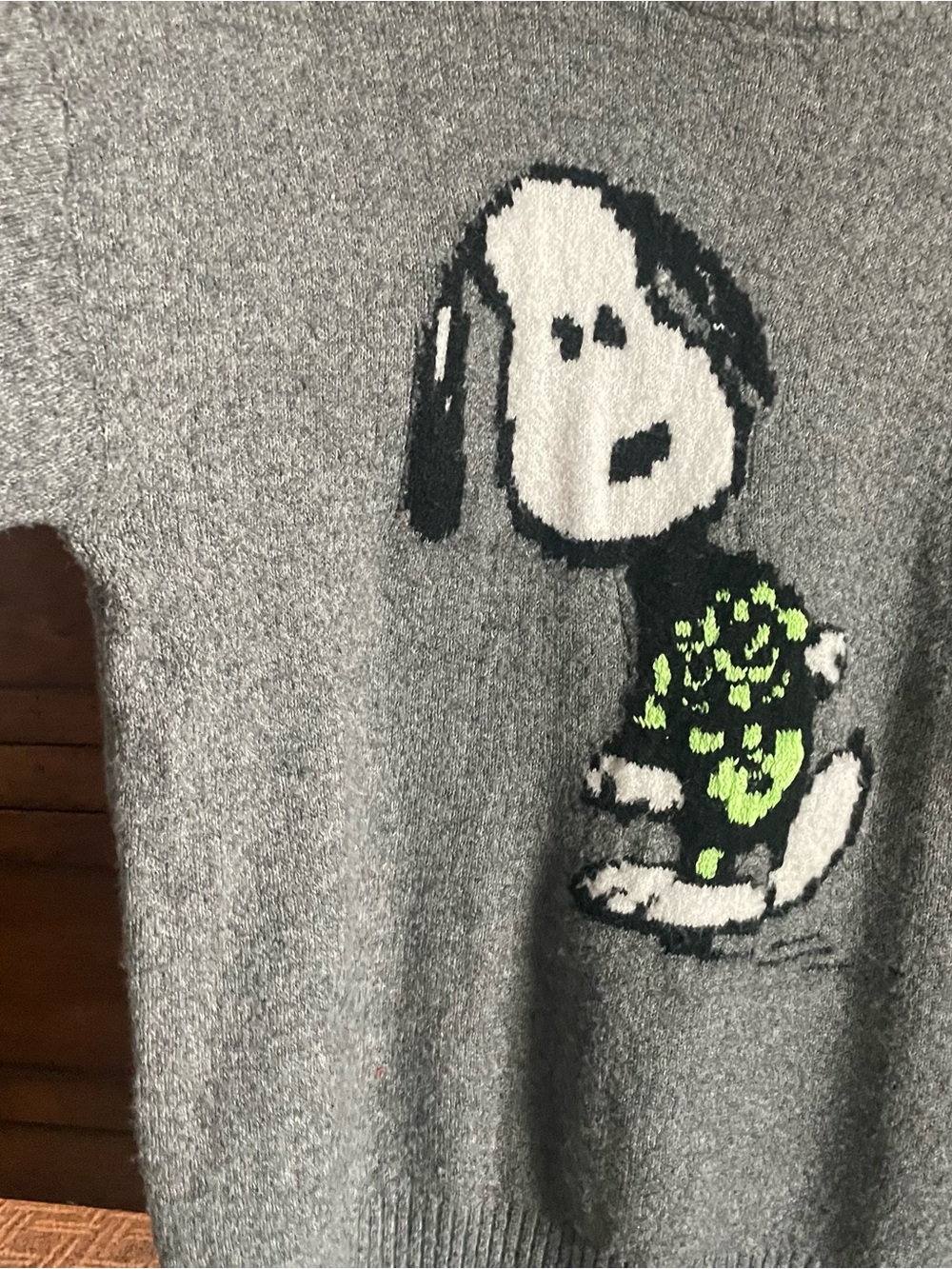 American Eagle Snoopy Halloween Skeleton Oversized Sweater - Picture 5 of 9